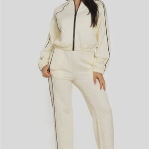 Quilted Track Pants with Piping